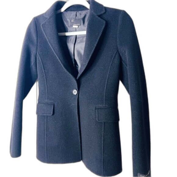 New Kang & Lee Black Wool one button Women's fitted Blazer Sz S with pockets - Picture 10 of 11